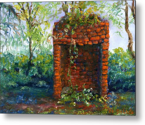 Fireplace Metal Print featuring the painting Fireplace at Melrose Plantation Louisiana by Lenora De Lude