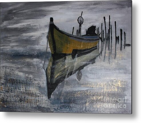 Painting Metal Print featuring the painting Fishboat by Susanne Baumann