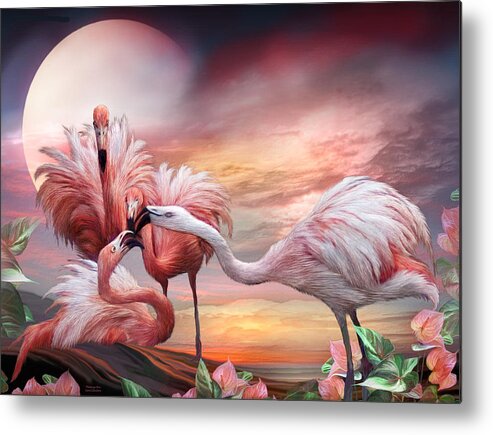 Flamingo Metal Print featuring the mixed media Flamingo Kiss by Carol Cavalaris