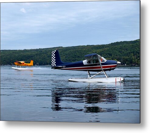 Cessna 180e Metal Print featuring the photograph Float Planes on Keuka by Joshua House
