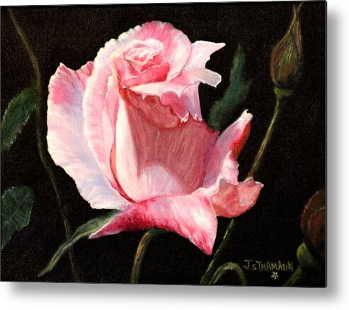 Rose Metal Print featuring the painting For A Friend by Jeanette Sthamann