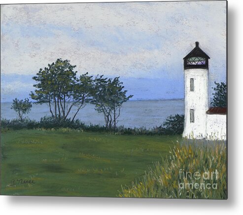 Camp Casey Metal Print featuring the painting Fort Casey Lighthouse by Ginny Neece
