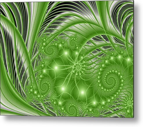 Abstract Metal Print featuring the digital art Fractal Abstract Green Nature by Gabiw Art