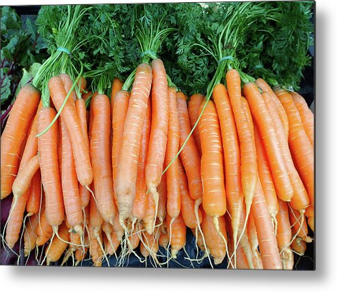 Large Group Of Objects Metal Print featuring the photograph Freshly Grown Carrots In A Country by Virginia Star