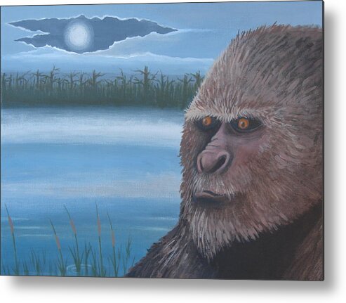Bigfoot Metal Print featuring the painting Full Moon at Boggy Creek by Stuart Swartz