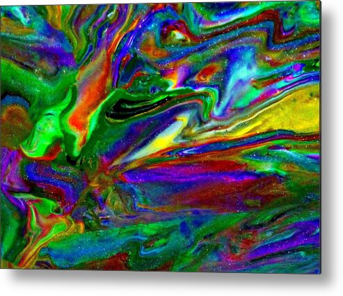 Abstract Metal Print featuring the mixed media Galactic Storm by Deborah Stanley