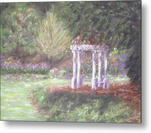 Gazebo Metal Print featuring the painting Gazebo at Hopelands in Spring by Pamela Poole