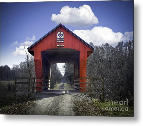 Americana Metal Print featuring the photograph Geauga Park Covered Bridge 35-28-02 by Robert Gardner