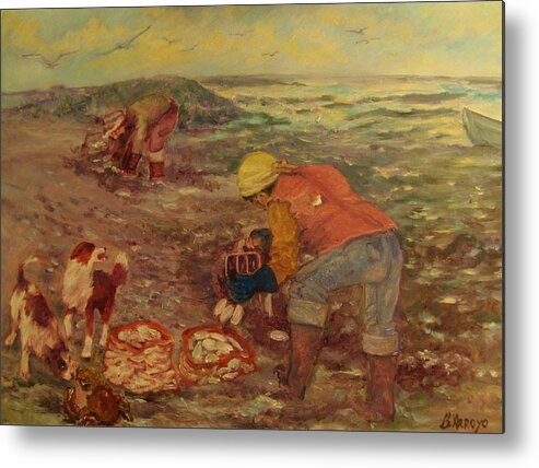  Clam.diggers Metal Print featuring the painting Gloucester Clam Diggers by Beth Arroyo