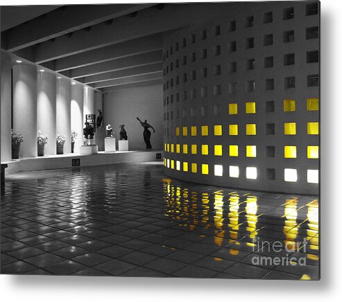 Travelpixpro Color Splash Metal Print featuring the photograph Glowing Wall Color Spash Black and White by Shawn O'Brien