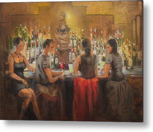  Bar Metal Print featuring the painting Goddess of Food and Drink by Tom Shropshire