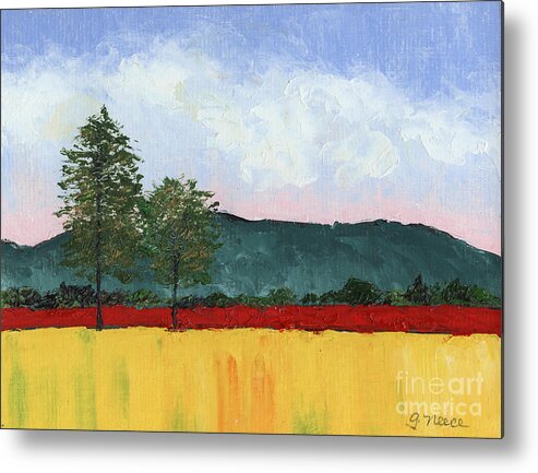 Field Metal Print featuring the painting Golden Field by Ginny Neece