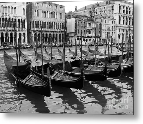 Gondolas In Black Cityscapes Metal Print featuring the photograph Gondolas In Black by Mel Steinhauer
