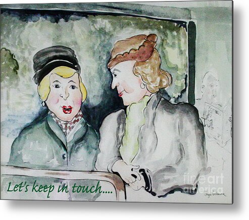 Ladies On Bus Metal Print featuring the painting Gossip on the Bus by Joyce Gebauer
