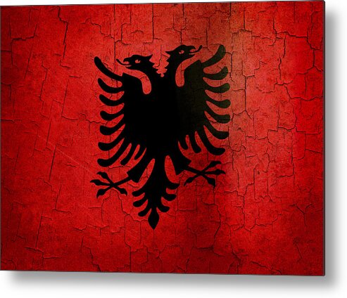 Aged Metal Print featuring the digital art Grunge Albania flag by Steve Ball