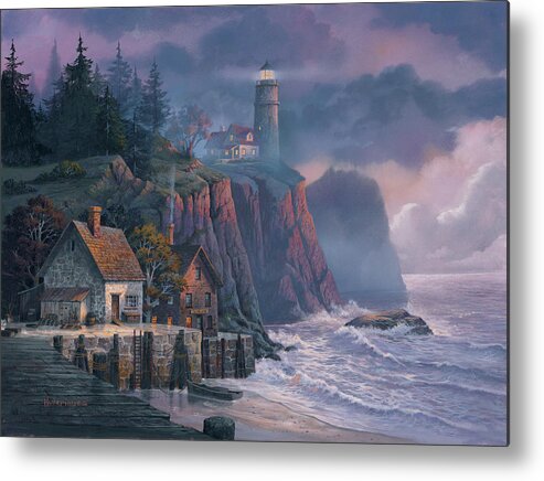 Michael Humphries Metal Print featuring the painting Harbor Light Hideaway by Michael Humphries