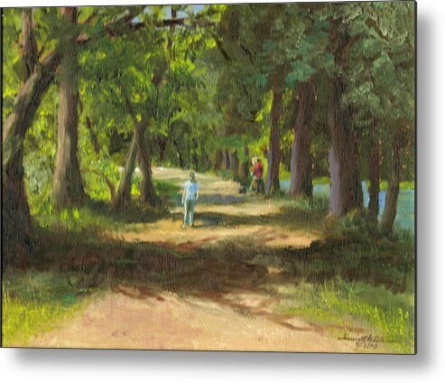 Landscape Metal Print featuring the painting Hayden Shaded Path by Harriett Masterson