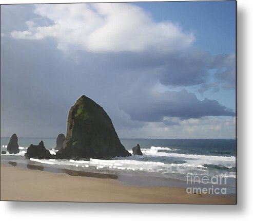  Monolith Metal Print featuring the photograph Haystack Rock by Jeanette French