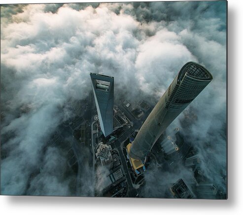Aerial Metal Print featuring the photograph Heavenly View Of Shanghai by Stan Huang