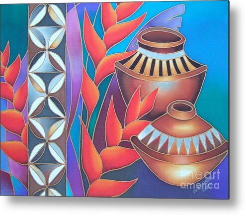 Fiji Islands Metal Print featuring the painting Heliconia with Pots by Maria Rova