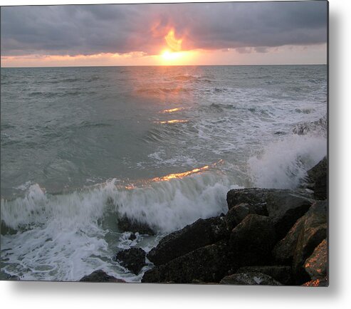 Ocean Metal Print featuring the photograph Here comes the sun by Julianne Felton