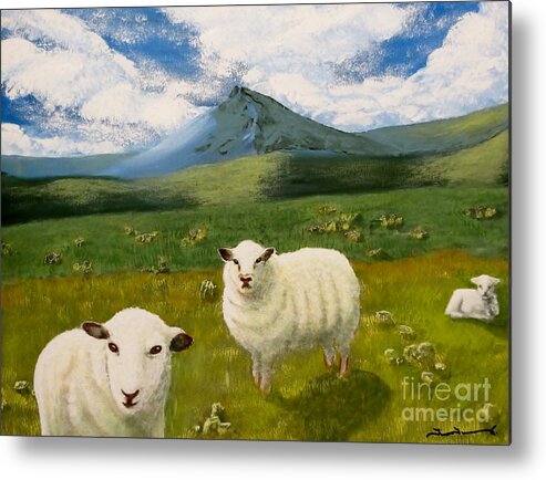 Highlands Metal Print featuring the painting Highlands Sheep by Tim Townsend