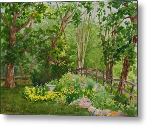 Garden Metal Print featuring the painting His wife had a garden by Heidi E Nelson