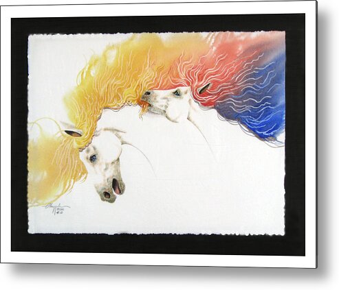 Horses Metal Print featuring the painting Horsin Around number ten by David Chapple