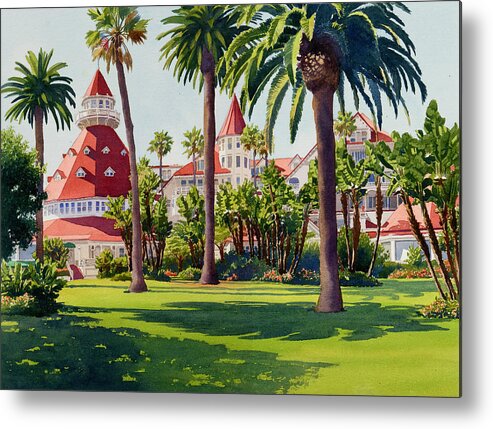 Landscape Metal Print featuring the painting Hotel Del Coronado by Mary Helmreich