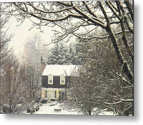 Snow Metal Print featuring the photograph House in Snow by Joyce Kimble Smith