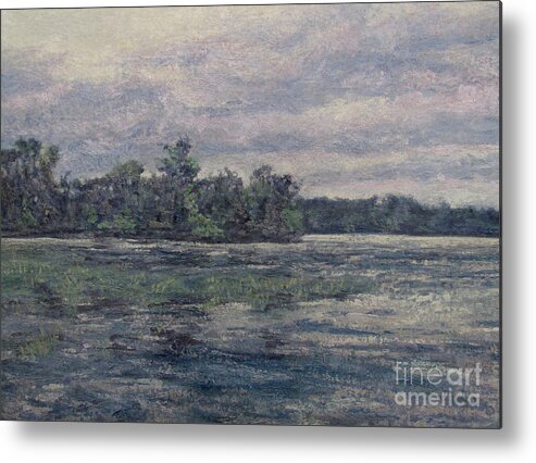 Hudson River Dusk Metal Print featuring the painting Hudson River Dusk by Gregory Arnett