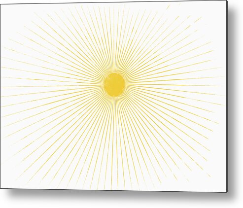 White Background Metal Print featuring the drawing Illustrative image of sun shining against white background by Jutta Kuss