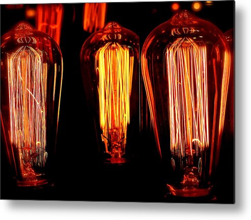 Edison Incandescent Bulbs Metal Print featuring the photograph Incandescence by Ira Shander