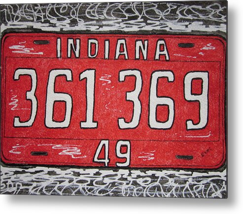 Indiana Metal Print featuring the painting Indiana 1949 License Platee by Kathy Marrs Chandler