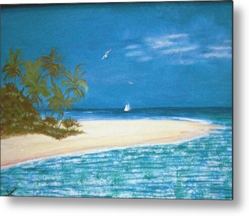 Island Metal Print featuring the painting Island Beach by Linda Cabrera