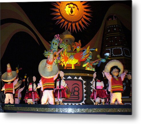 It's A Small World Ride Metal Print featuring the photograph It's A Small World with dancing Mexican character by Lingfai Leung