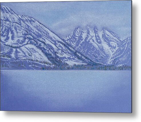 Landscape Metal Print featuring the pastel Jenny Lake - Grand Tetons by Michele Myers