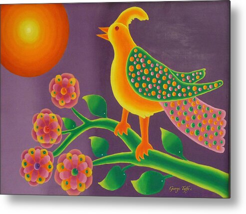 Fantasy Paintings Metal Print featuring the painting Jewel bird by George Tuffy