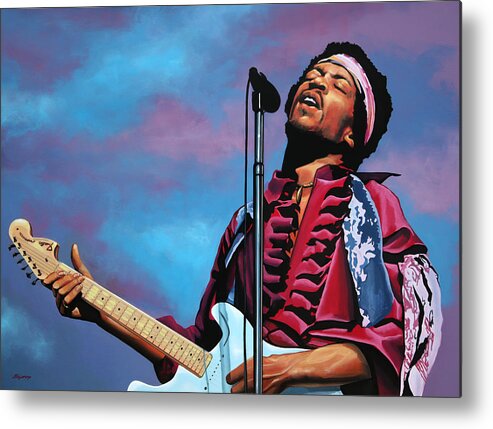 Jimi Hendrix Metal Print featuring the painting Jimi Hendrix 2 by Paul Meijering