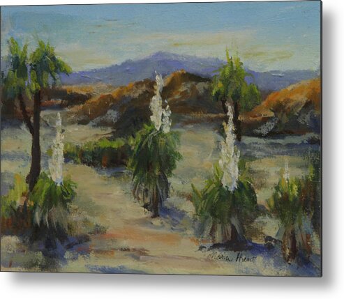 Joshua Tree Metal Print featuring the painting Joshua Tree in bloom by Maria Hunt