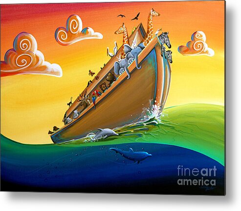Noah's Ark Metal Print featuring the painting Noah's Ark - Journey To New Beginnings by Cindy Thornton