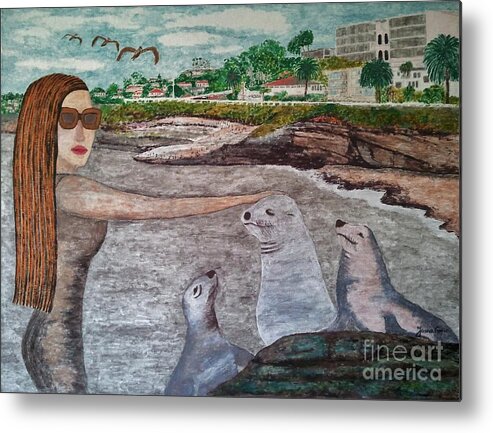 Paintings Metal Print featuring the painting La Jolla San Diego by Jasna Gopic