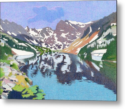 Art Metal Print featuring the drawing Lake Isabelle Colorado by Dan Miller