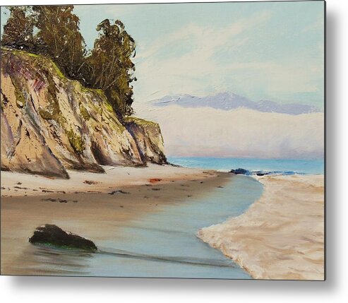 Ledbetter Beach Metal Print featuring the painting Ledbetter Beach with fog by Jeffrey Campbell