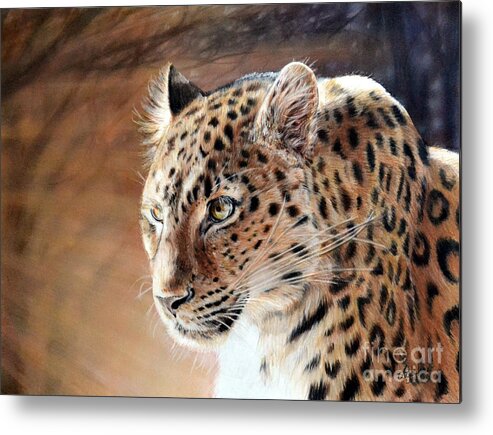Leopard Metal Print featuring the painting The Haunting by Lachri