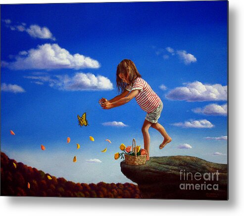 Flower Metal Print featuring the painting Letting it go by Christopher Shellhammer
