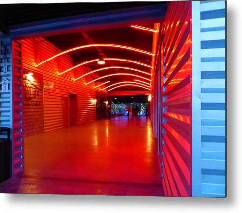 Neon Metal Print featuring the photograph Lighted Breezeway - At Trinity Groves by Robert J Sadler