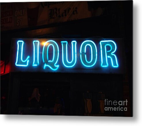 Bar Metal Print featuring the photograph Liquor Sign in Memphis by T Lowry Wilson