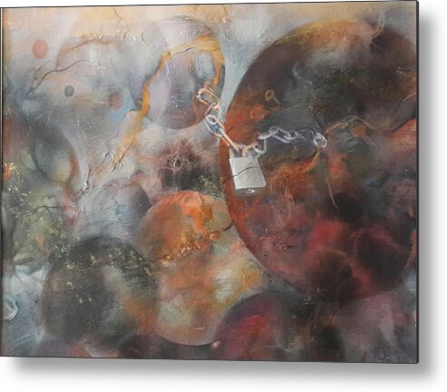 Locked On Earth. Locked In Heaven Metal Print featuring the painting Locked in the heavens by Ilona Petzer