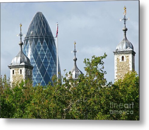 London Towers By Ann Horn Metal Print featuring the photograph London Towers by Ann Horn